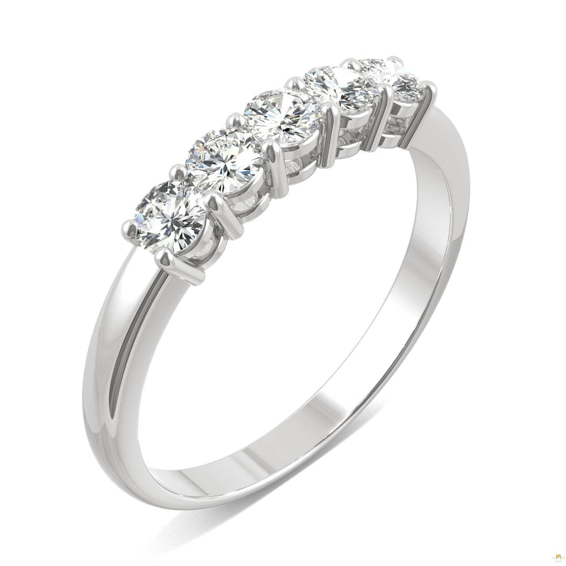 0.50 CTW   Round Moissanite Five Stone Ring in 14K White Gold