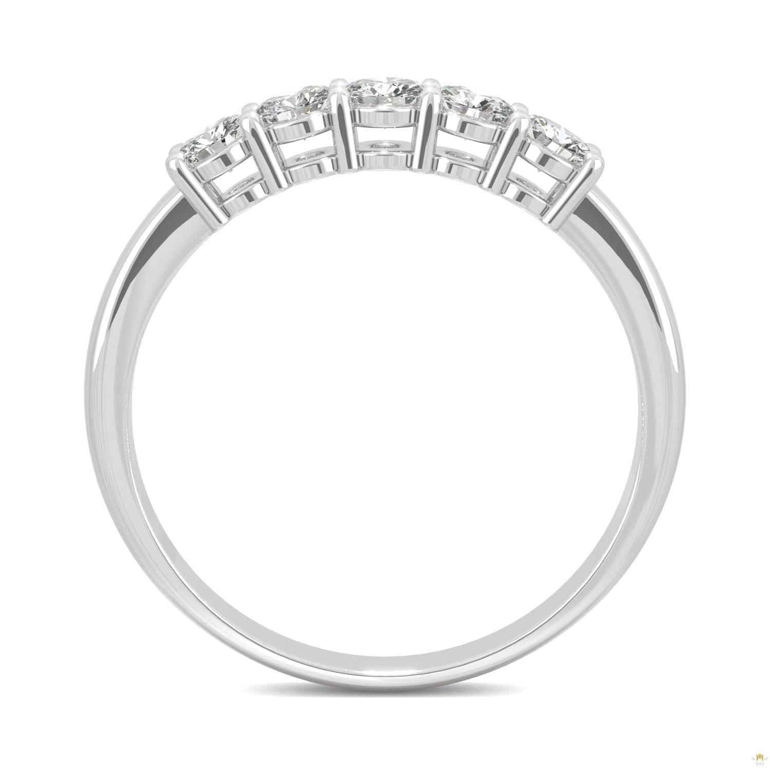 0.50 CTW   Round Moissanite Five Stone Ring in 14K White Gold