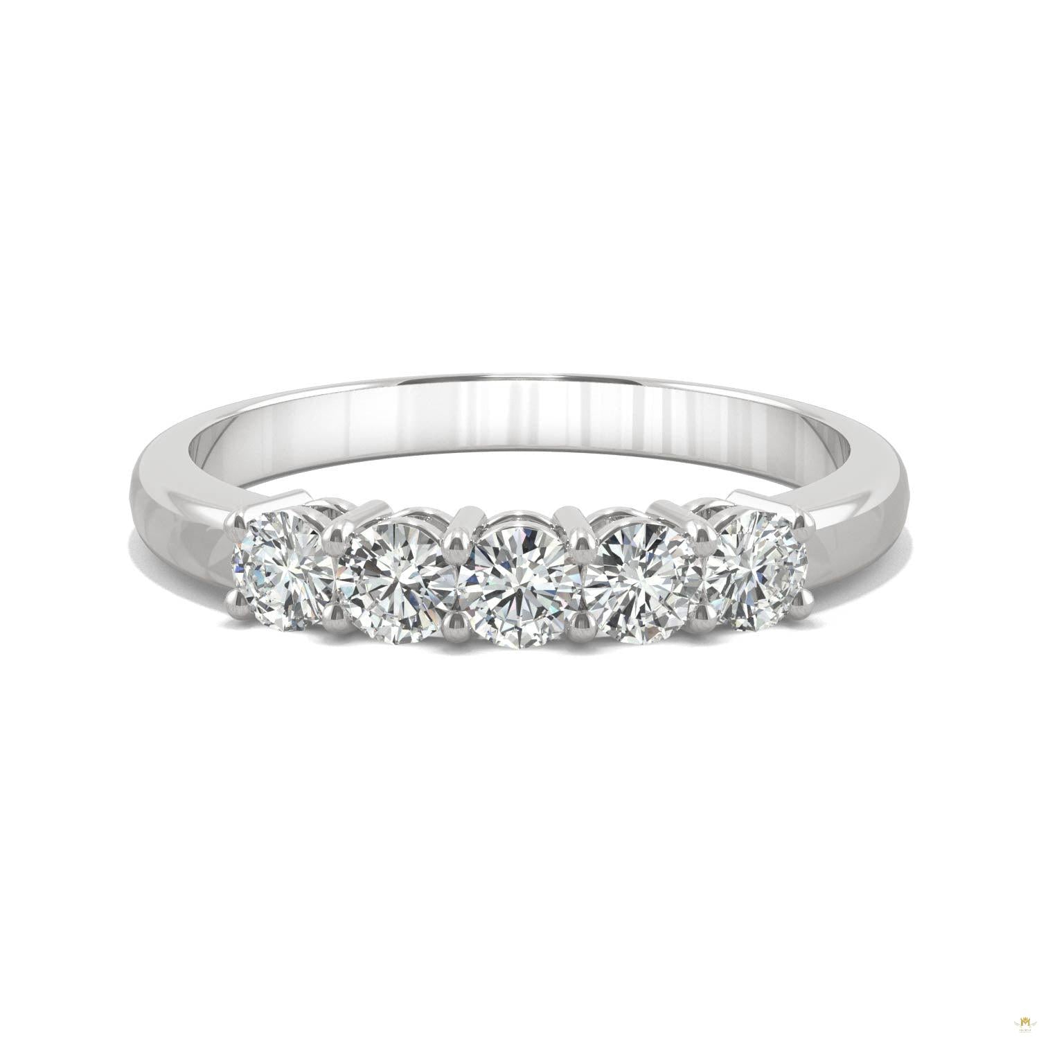 0.50 CTW   Round Moissanite Five Stone Ring in 14K White Gold