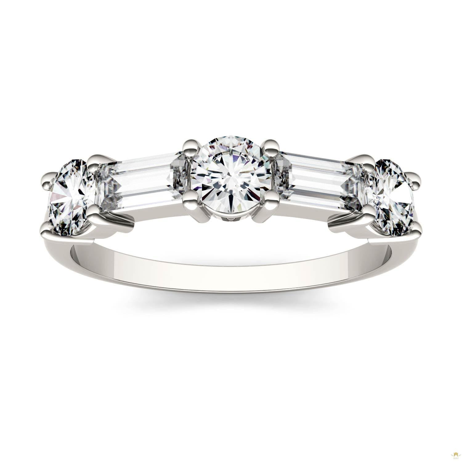 1.15 CTW   Straight Baguette Moissanite Stackable Ring in 14K White Gold