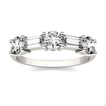 1.15 CTW   Straight Baguette Moissanite Stackable Ring in 14K White Gold