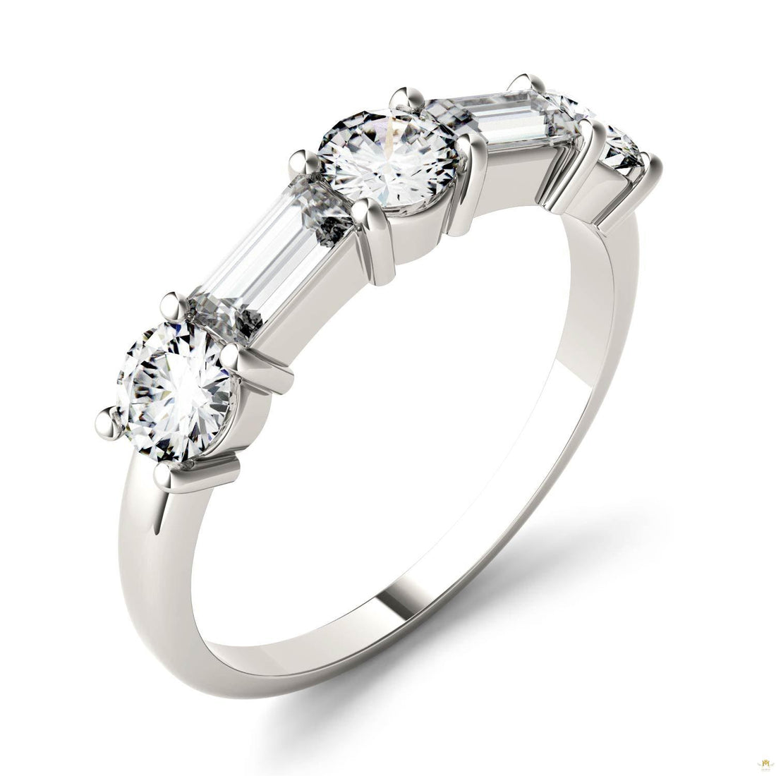 1.15 CTW   Straight Baguette Moissanite Stackable Ring in 14K White Gold