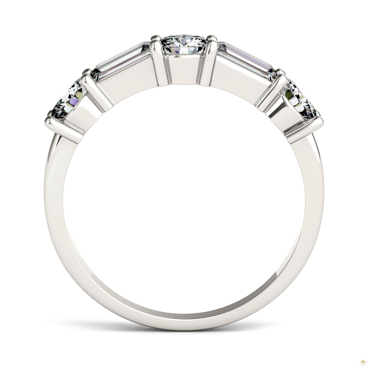 1.15 CTW   Straight Baguette Moissanite Stackable Ring in 14K White Gold