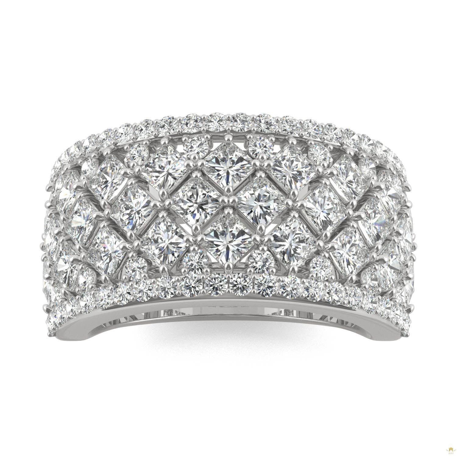3.74 CTW   Square Moissanite Fashion Ring in 14K White Gold