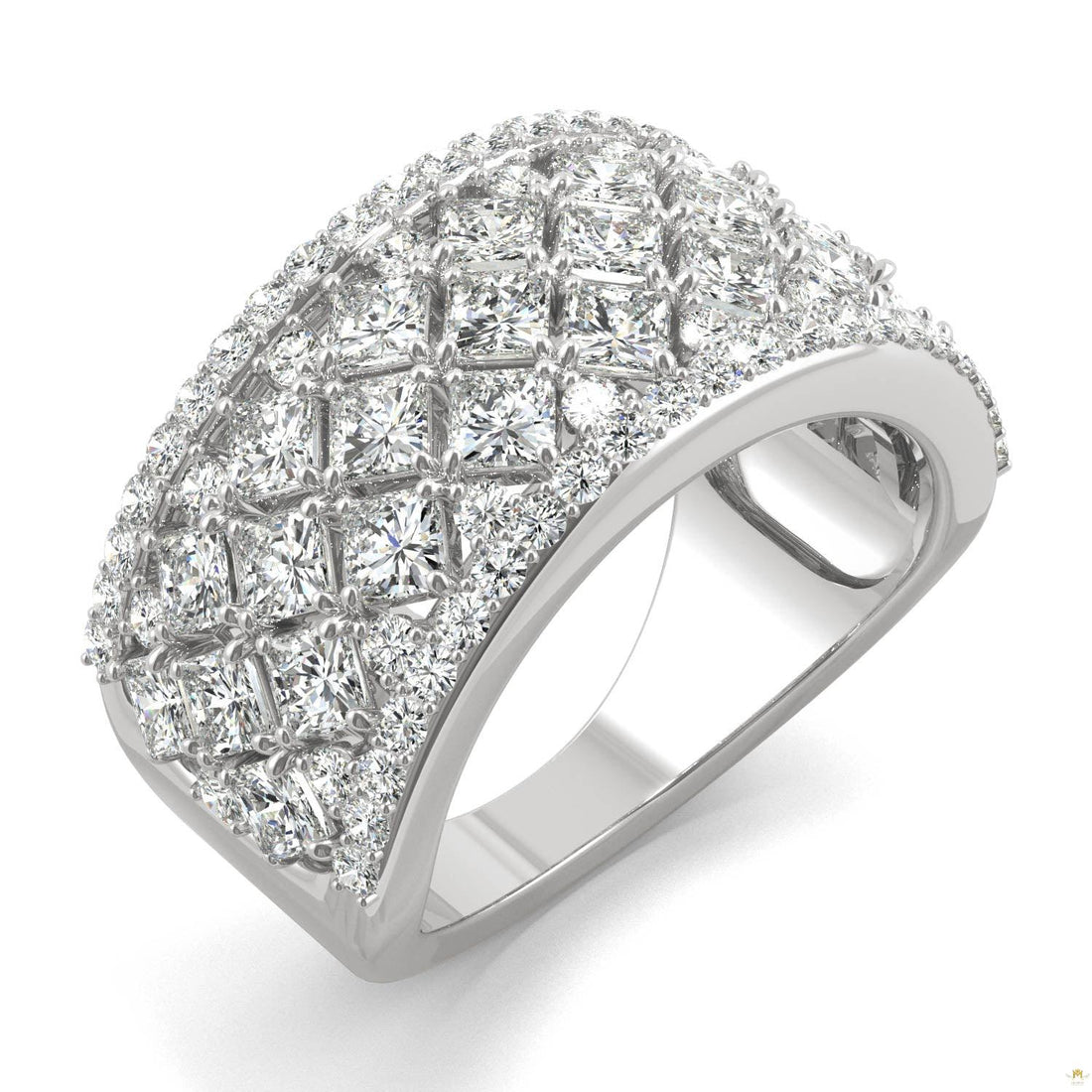 3.74 CTW   Square Moissanite Fashion Ring in 14K White Gold