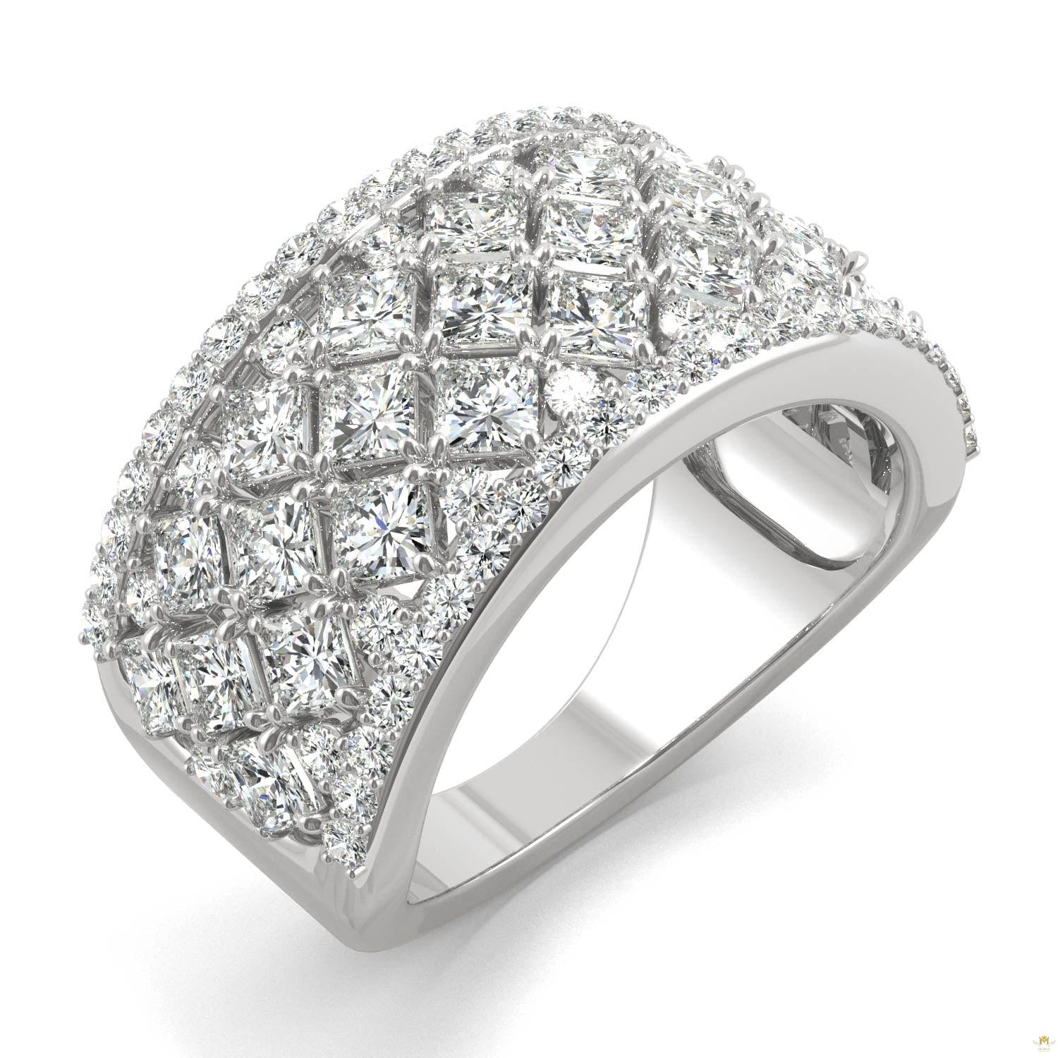 3.74 CTW   Square Moissanite Fashion Ring in 14K White Gold