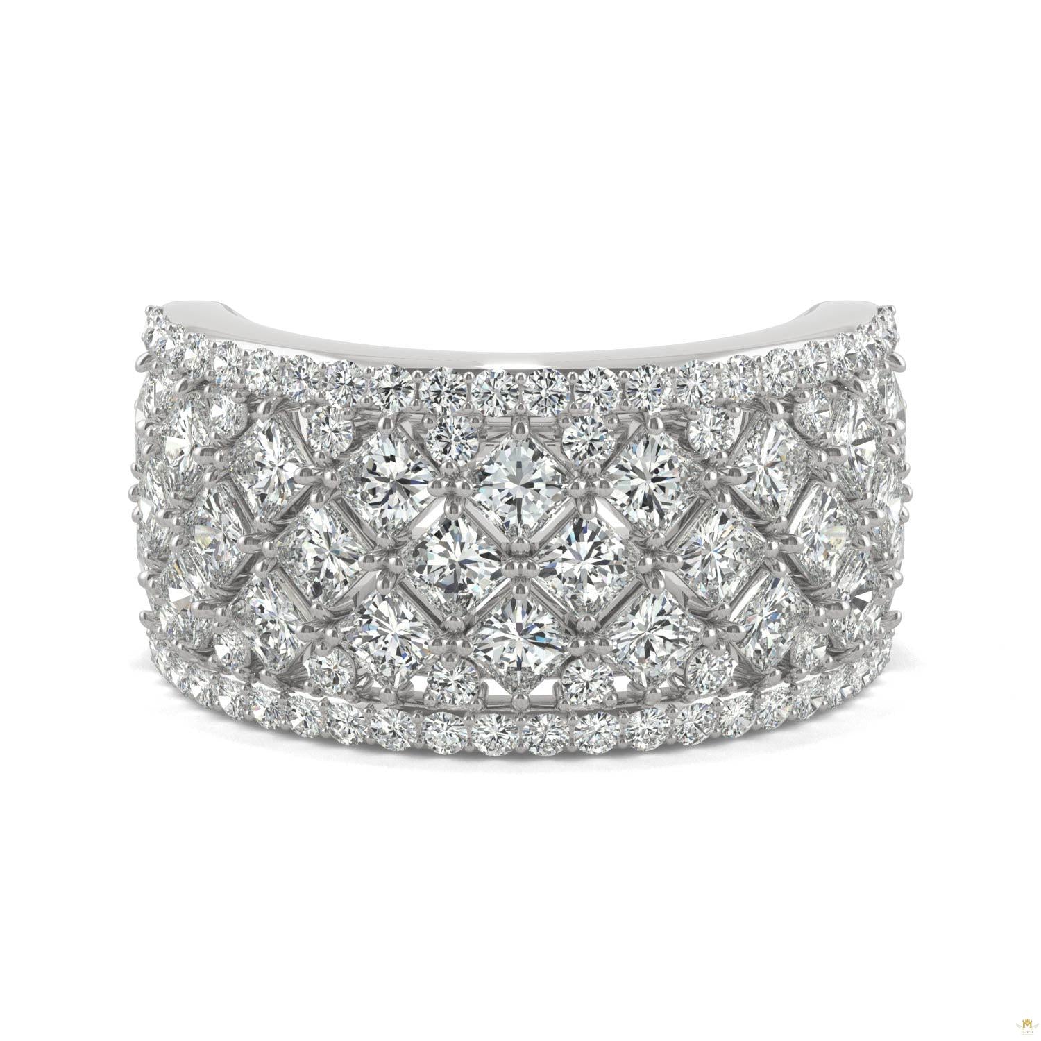 3.74 CTW   Square Moissanite Fashion Ring in 14K White Gold