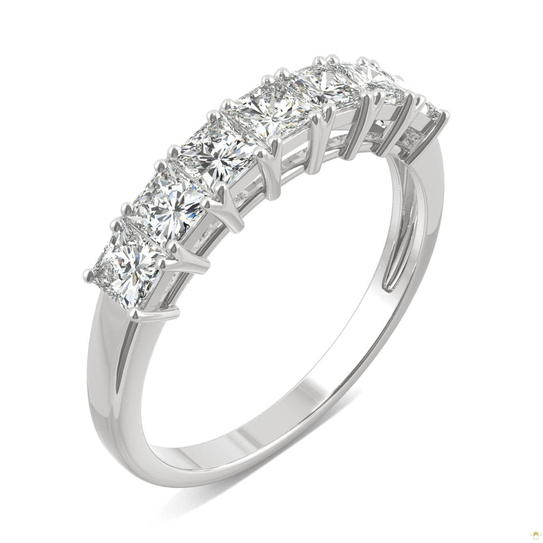 2.87 CTW   Square Moissanite Anniversary Band in 14K White Gold
