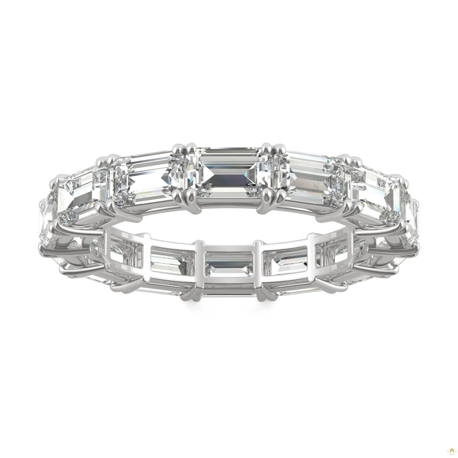 3.78 CTW   Emerald Moissanite Eternity Band in 14K White Gold