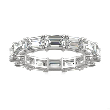 3.78 CTW   Emerald Moissanite Eternity Band in 14K White Gold