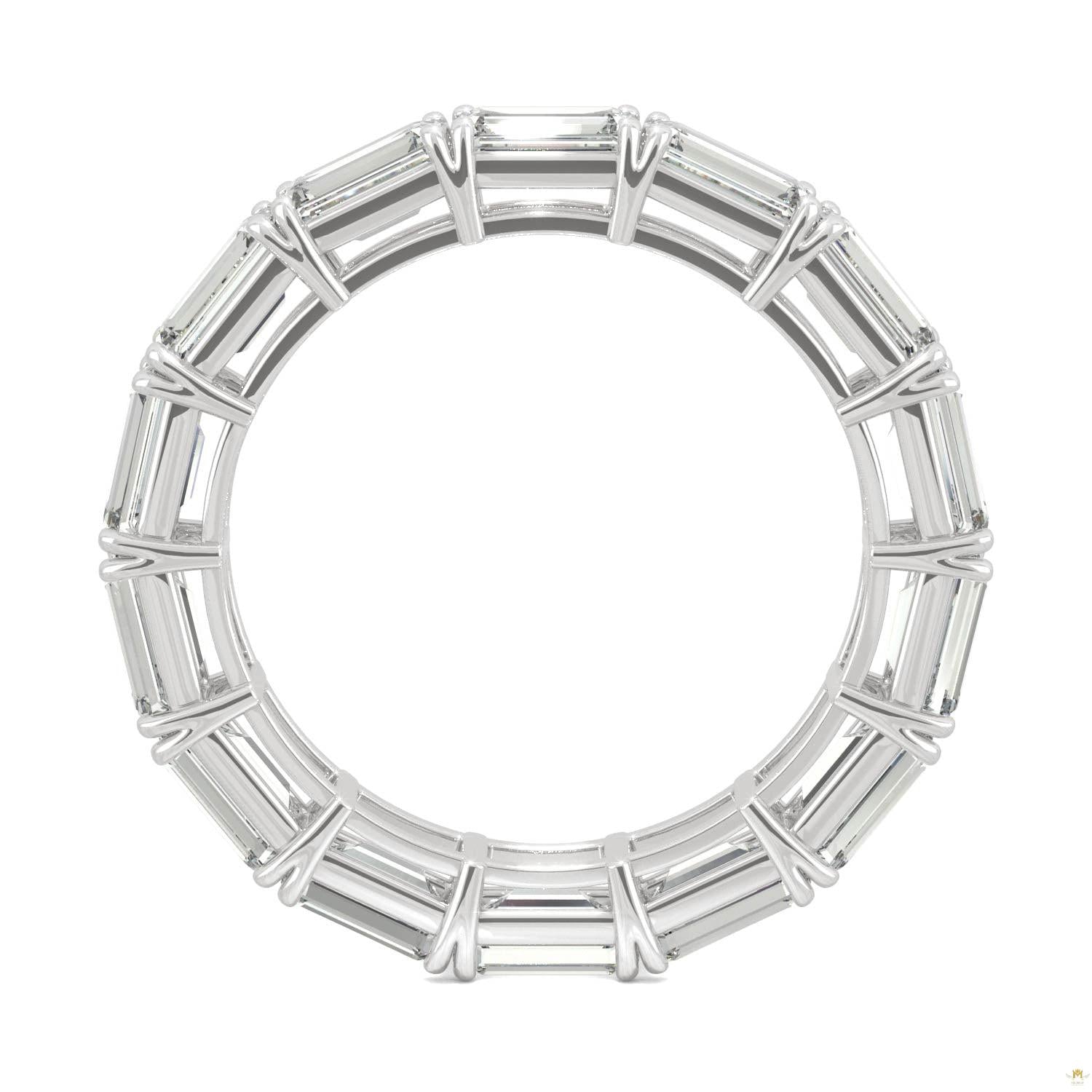 3.78 CTW   Emerald Moissanite Eternity Band in 14K White Gold