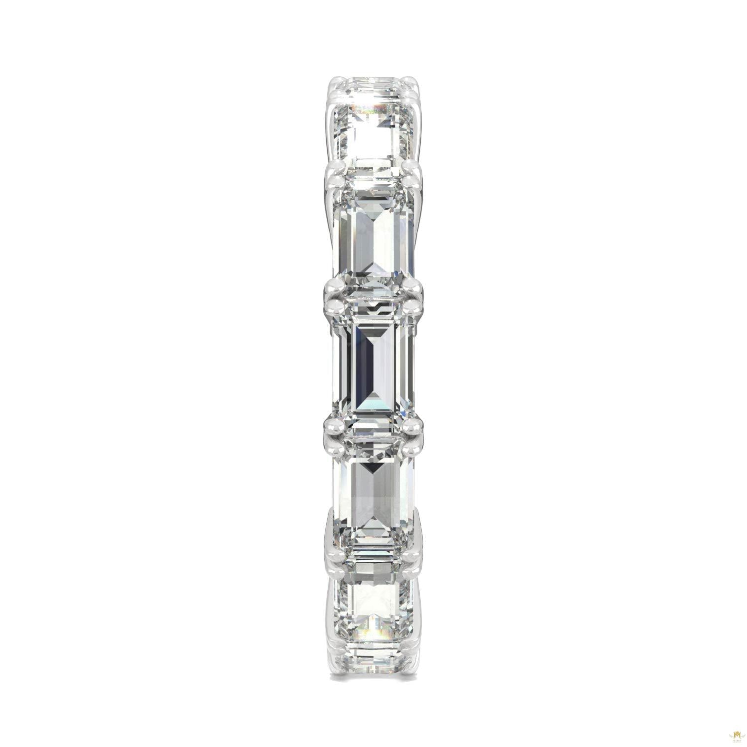 3.78 CTW   Emerald Moissanite Eternity Band in 14K White Gold