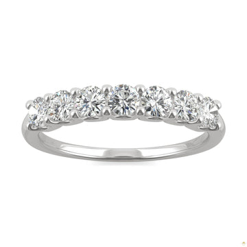 0.70 CTW   Round Moissanite Anniversary Band in 14K White Gold
