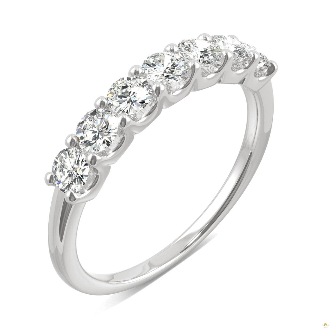 0.70 CTW   Round Moissanite Anniversary Band in 14K White Gold