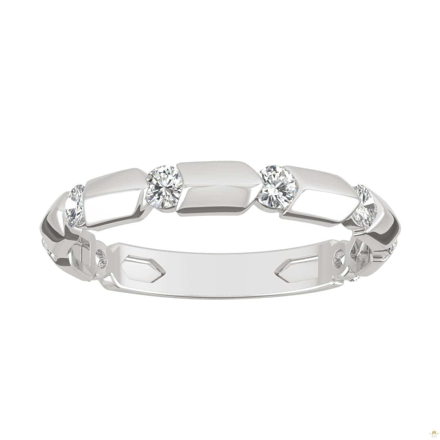 0.48 CTW   Round Moissanite Stackable Ring in 14K White Gold