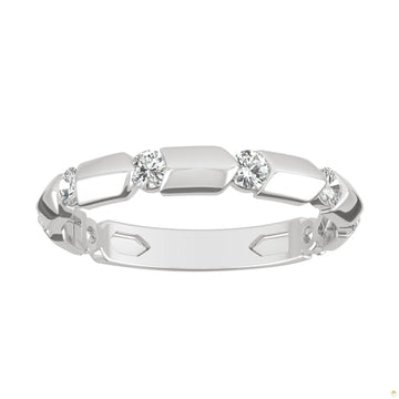 0.48 CTW   Round Moissanite Stackable Ring in 14K White Gold