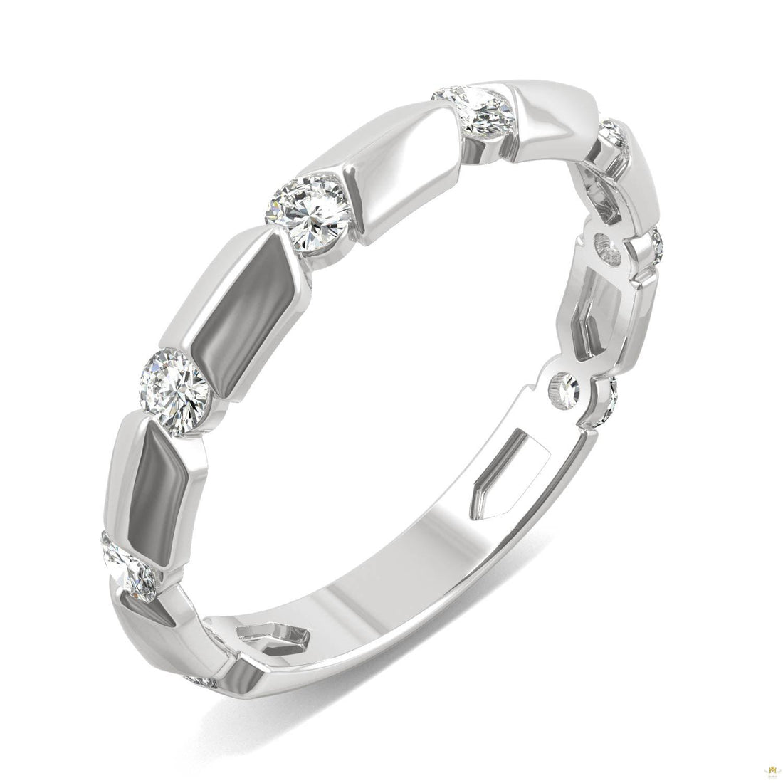 0.48 CTW   Round Moissanite Stackable Ring in 14K White Gold
