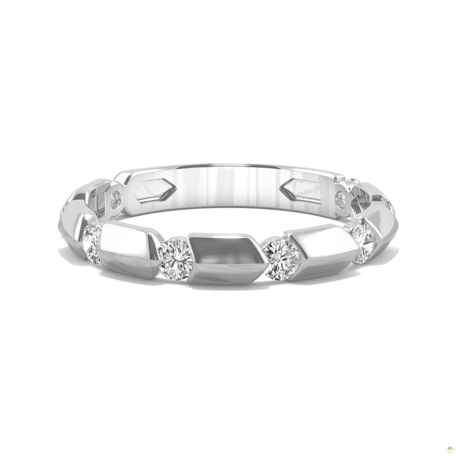 0.48 CTW   Round Moissanite Stackable Ring in 14K White Gold