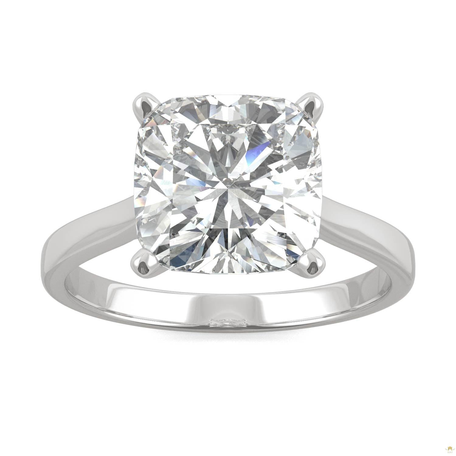 3.30 CTW   Cushion Moissanite Engagement Ring in 14K White Gold