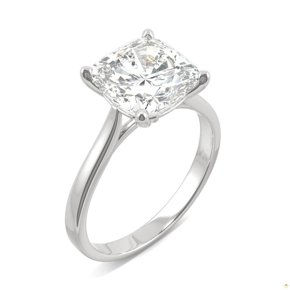 3.30 CTW   Cushion Moissanite Engagement Ring in 14K White Gold