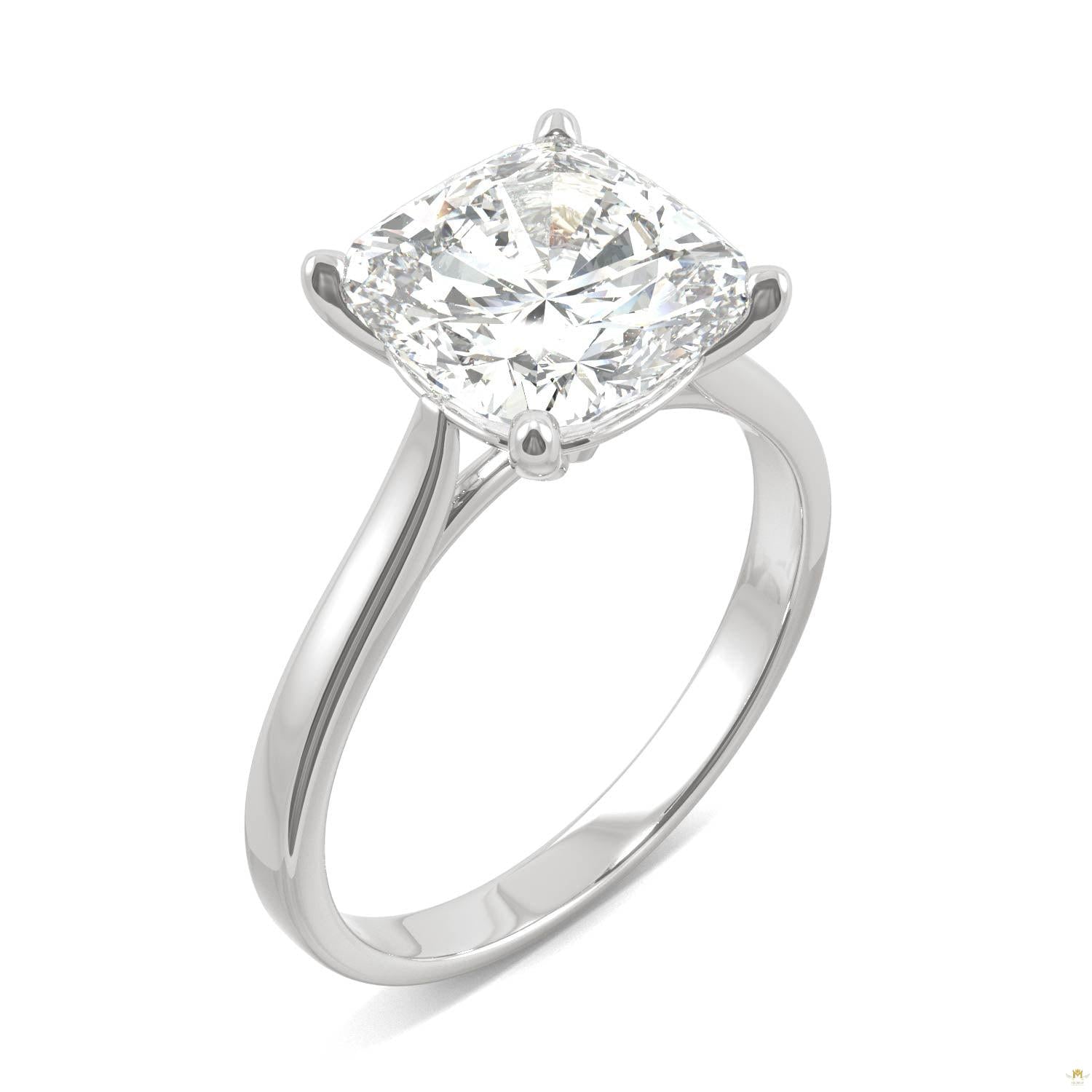 3.30 CTW   Cushion Moissanite Engagement Ring in 14K White Gold