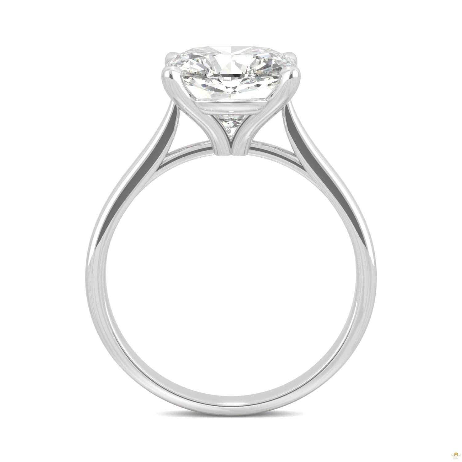 3.30 CTW   Cushion Moissanite Engagement Ring in 14K White Gold