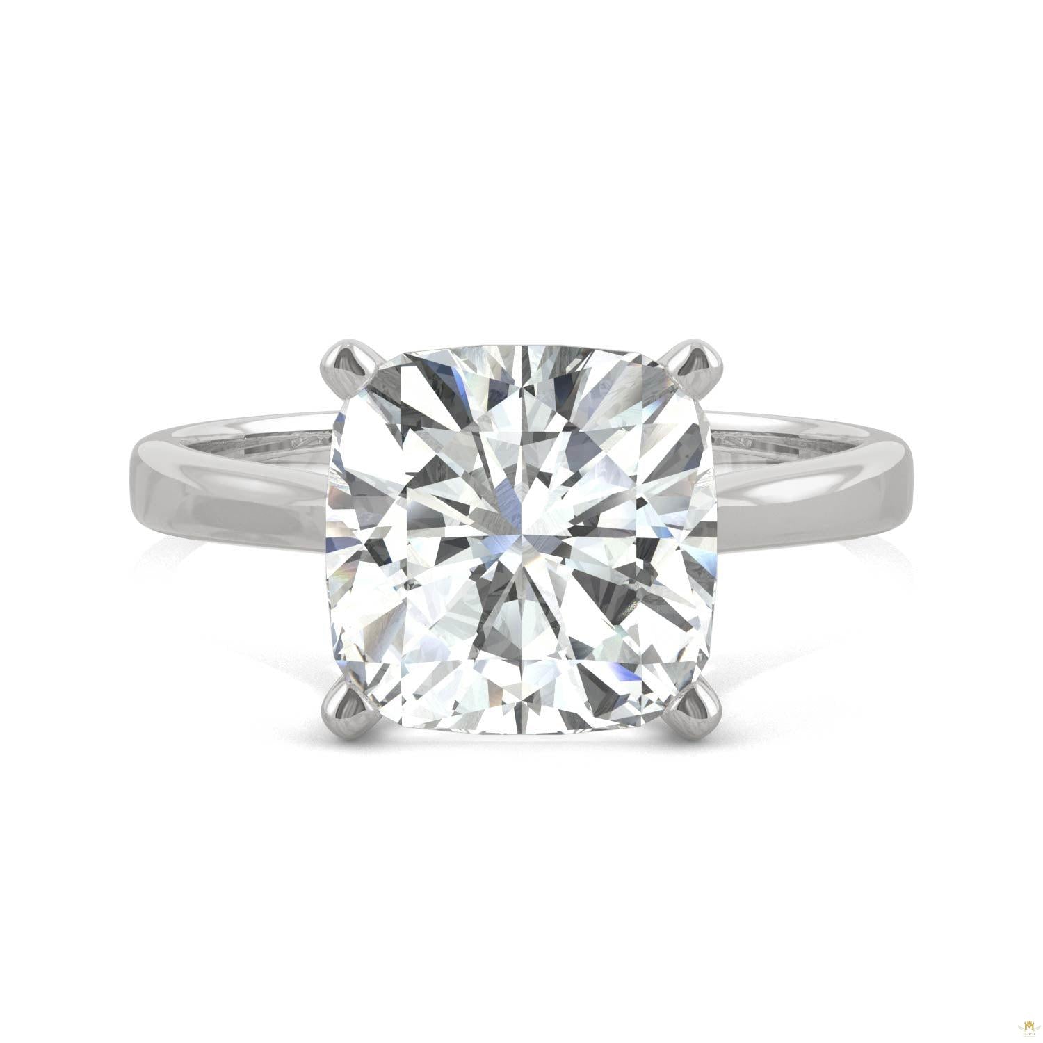 3.30 CTW   Cushion Moissanite Engagement Ring in 14K White Gold