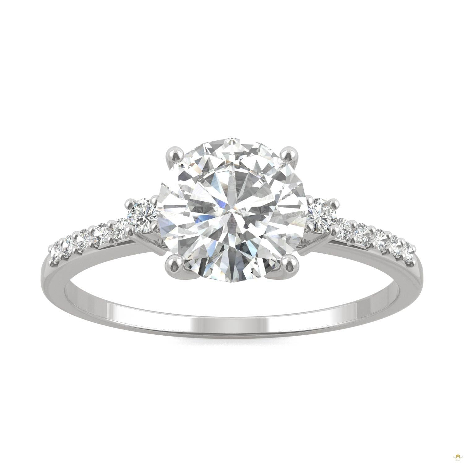 1.31 CTW   Round Moissanite Engagement Ring in 14K White Gold