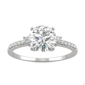 1.31 CTW   Round Moissanite Engagement Ring in 14K White Gold