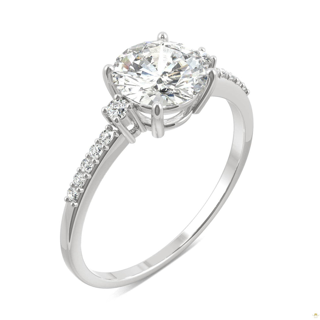 1.31 CTW   Round Moissanite Engagement Ring in 14K White Gold