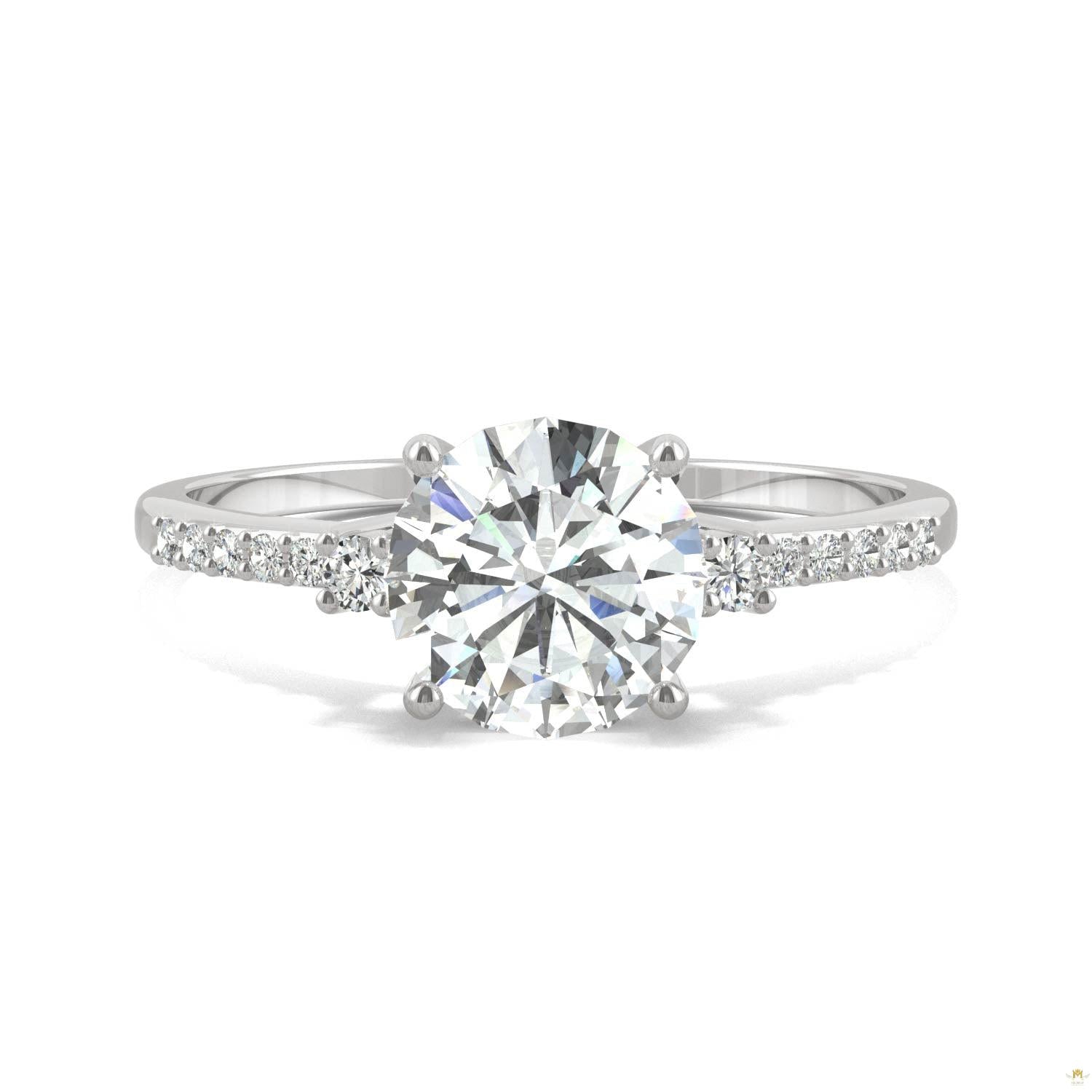 1.31 CTW   Round Moissanite Engagement Ring in 14K White Gold