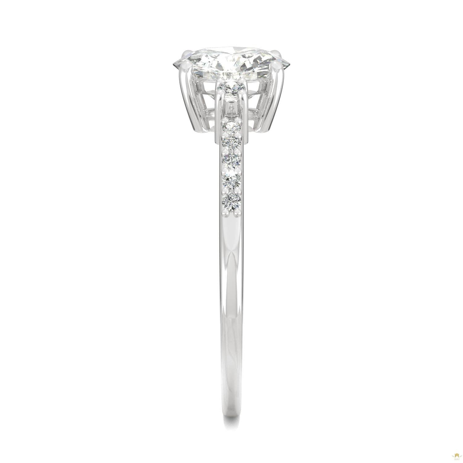 1.31 CTW   Round Moissanite Engagement Ring in 14K White Gold