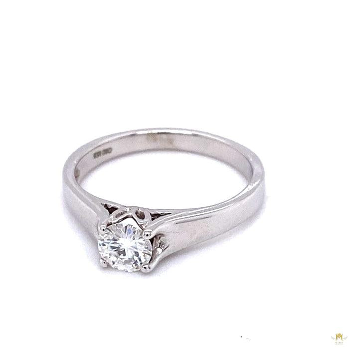 0.50 CTW   Round Near-Colorless Moissanite Solitaire Solitaire Engagement Ring in 14K White Gold