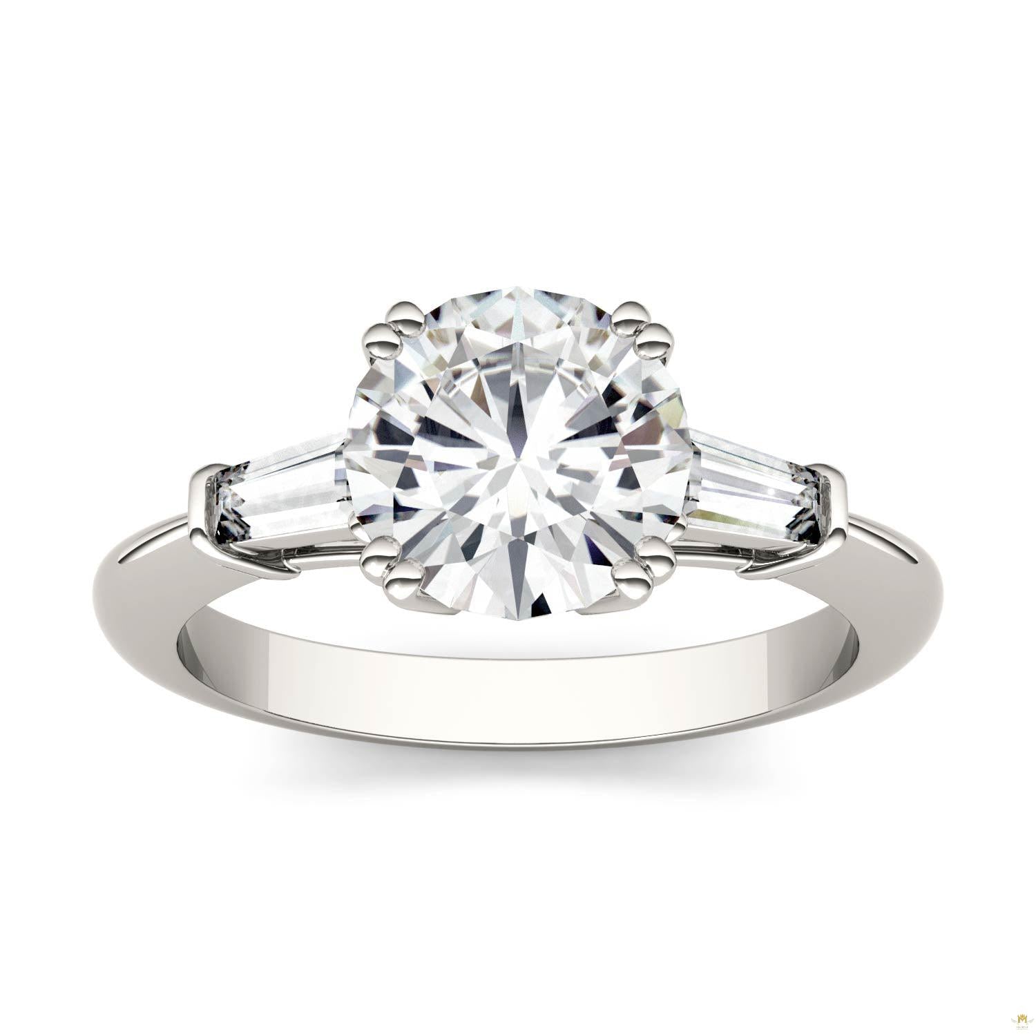 2.27 CTW   Round Moissanite Basket Ring in 14K White Gold