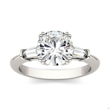2.27 CTW   Round Moissanite Basket Ring in 14K White Gold