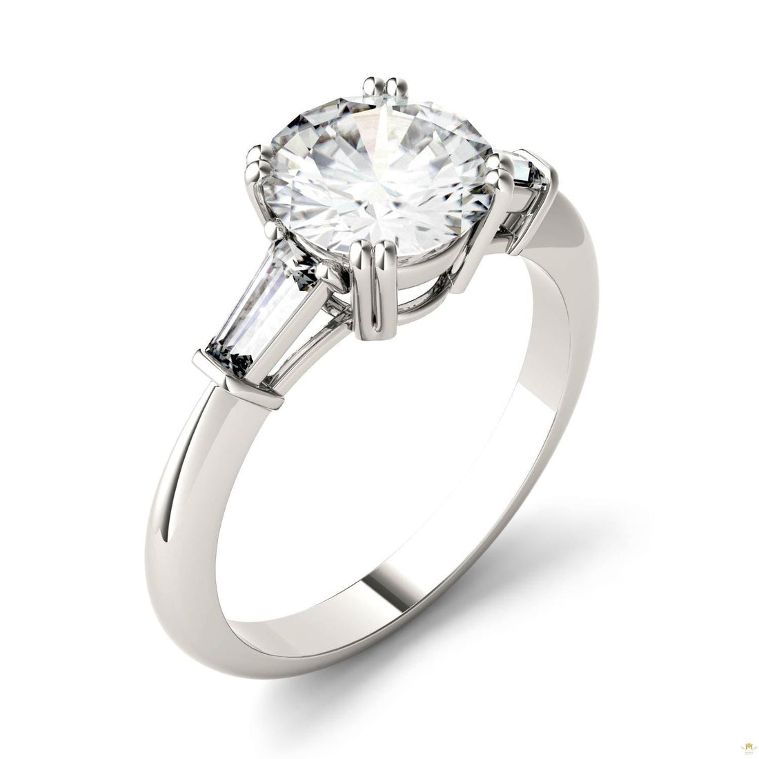 2.27 CTW   Round Moissanite Basket Ring in 14K White Gold