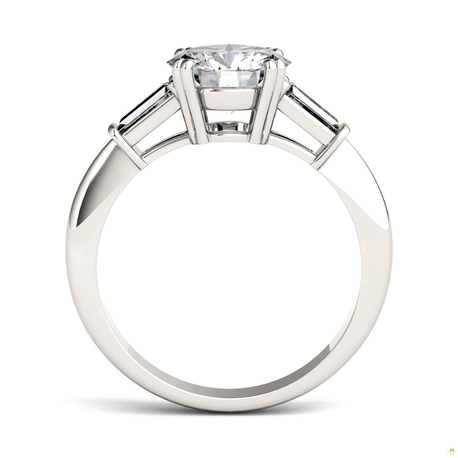2.27 CTW   Round Moissanite Basket Ring in 14K White Gold