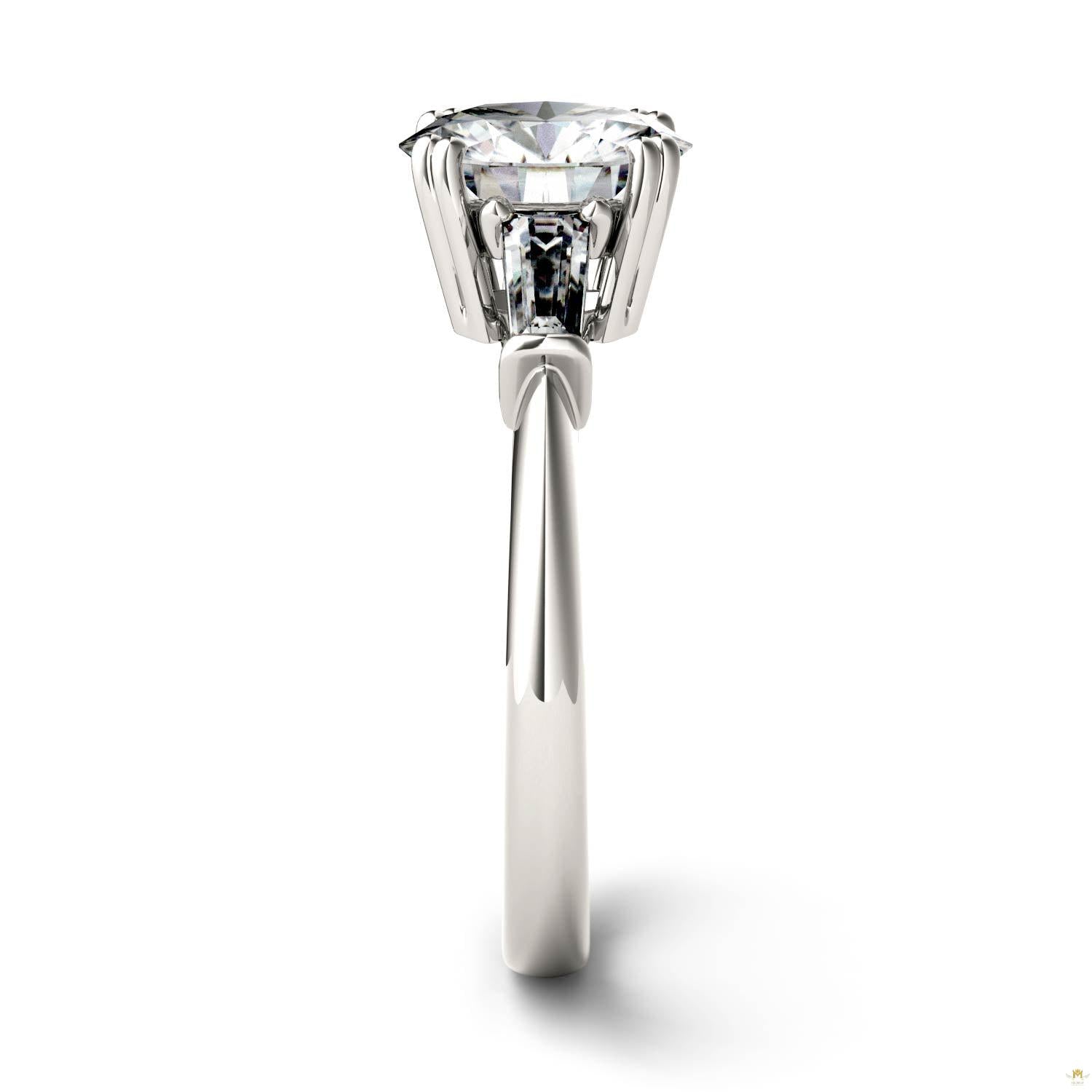 2.27 CTW   Round Moissanite Basket Ring in 14K White Gold