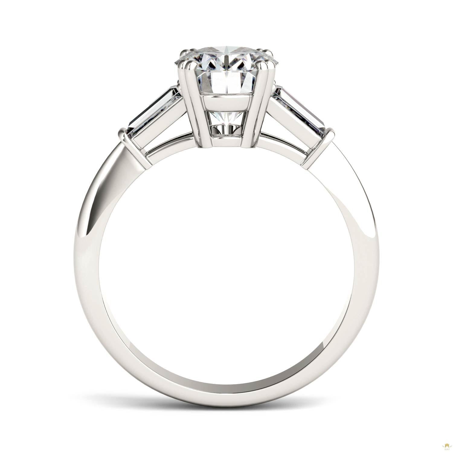2.47 CTW   Oval Moissanite Engagement Ring in 14K White Gold