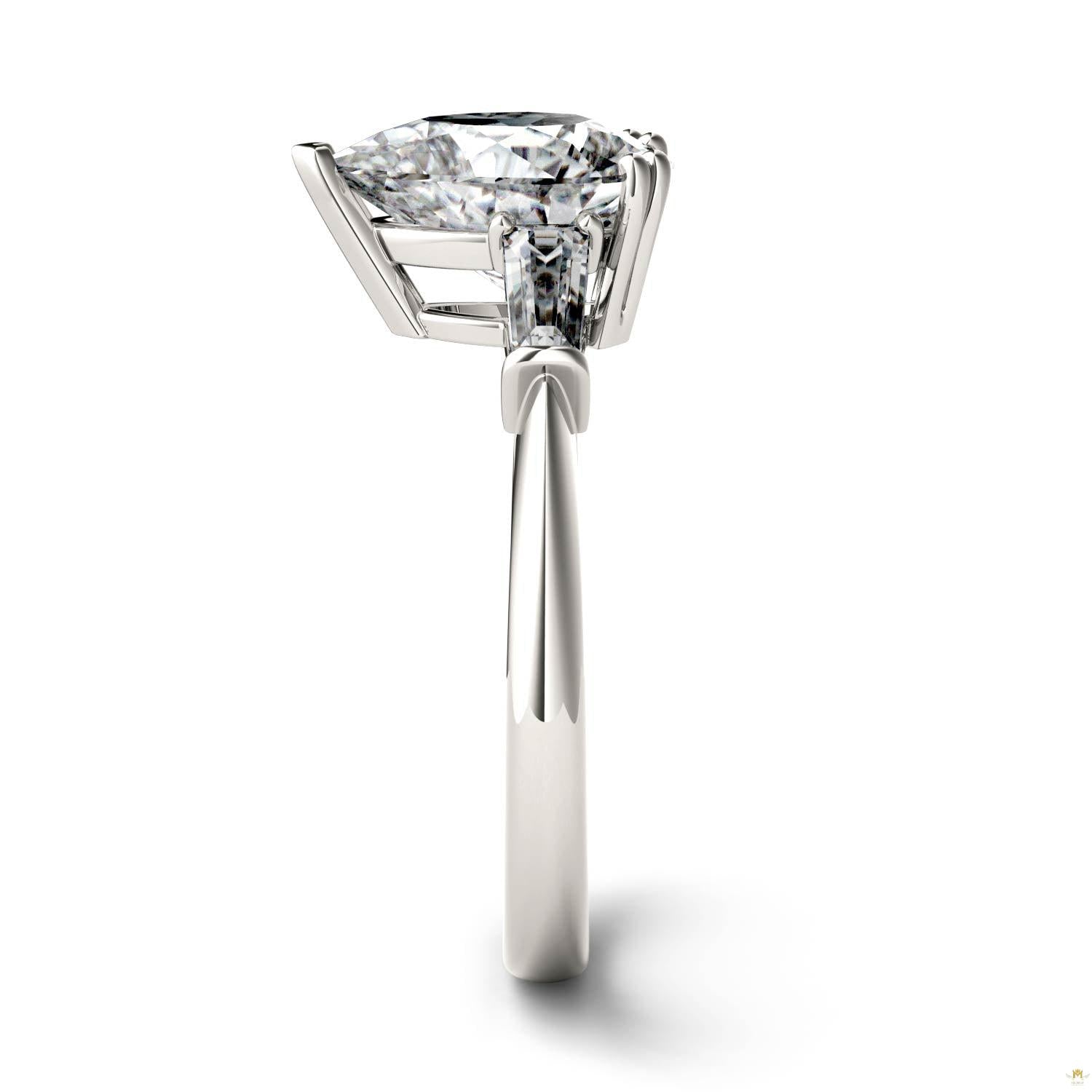 2.47 CTW   Pear Moissanite Engagement Ring in 14K White Gold