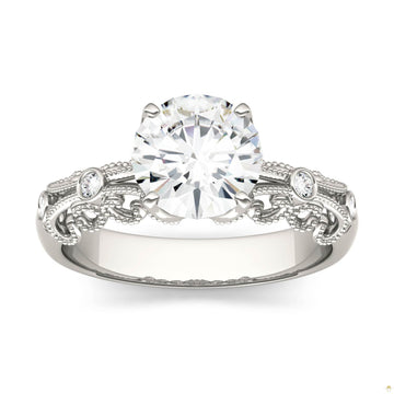 1.54 CTW   Round Moissanite Fashion Ring in 14K White Gold