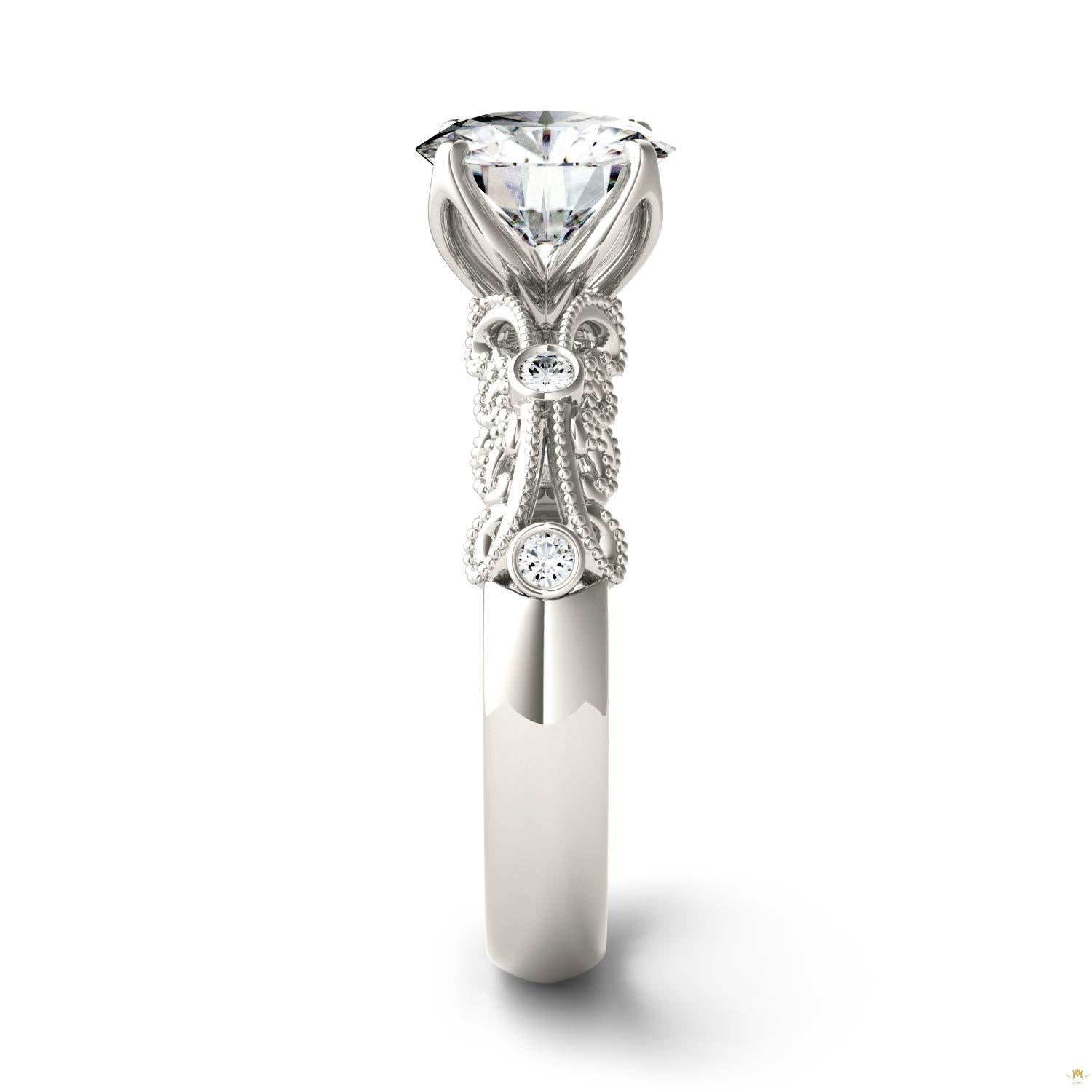 1.54 CTW   Round Moissanite Fashion Ring in 14K White Gold