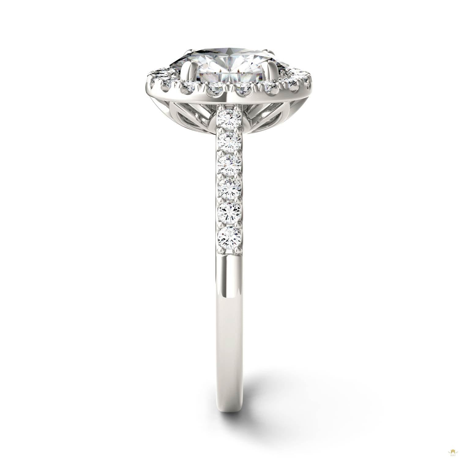 2.35 CTW   Round Moissanite Halo Ring in 14K White Gold