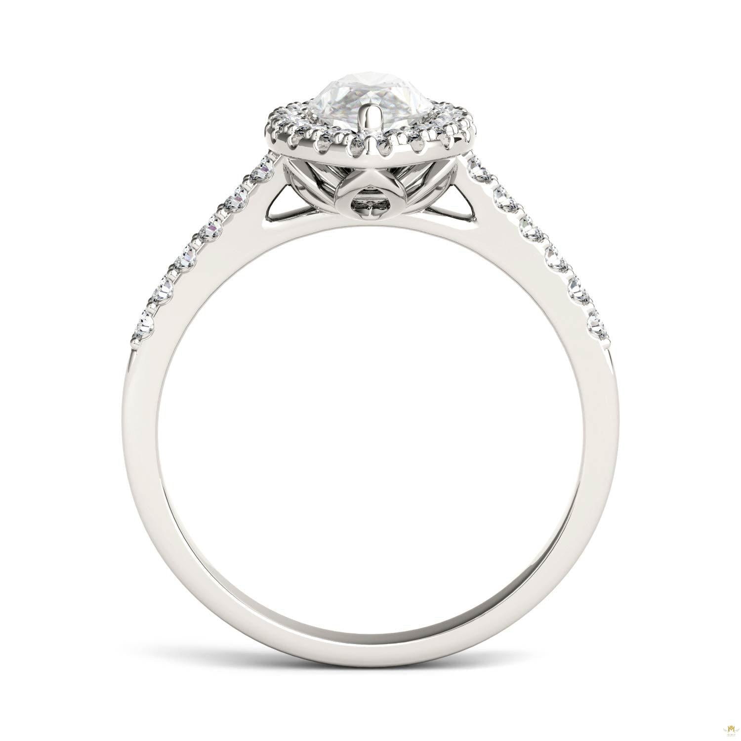 1.45 CTW   Marquise Moissanite Halo Ring in 14K White Gold