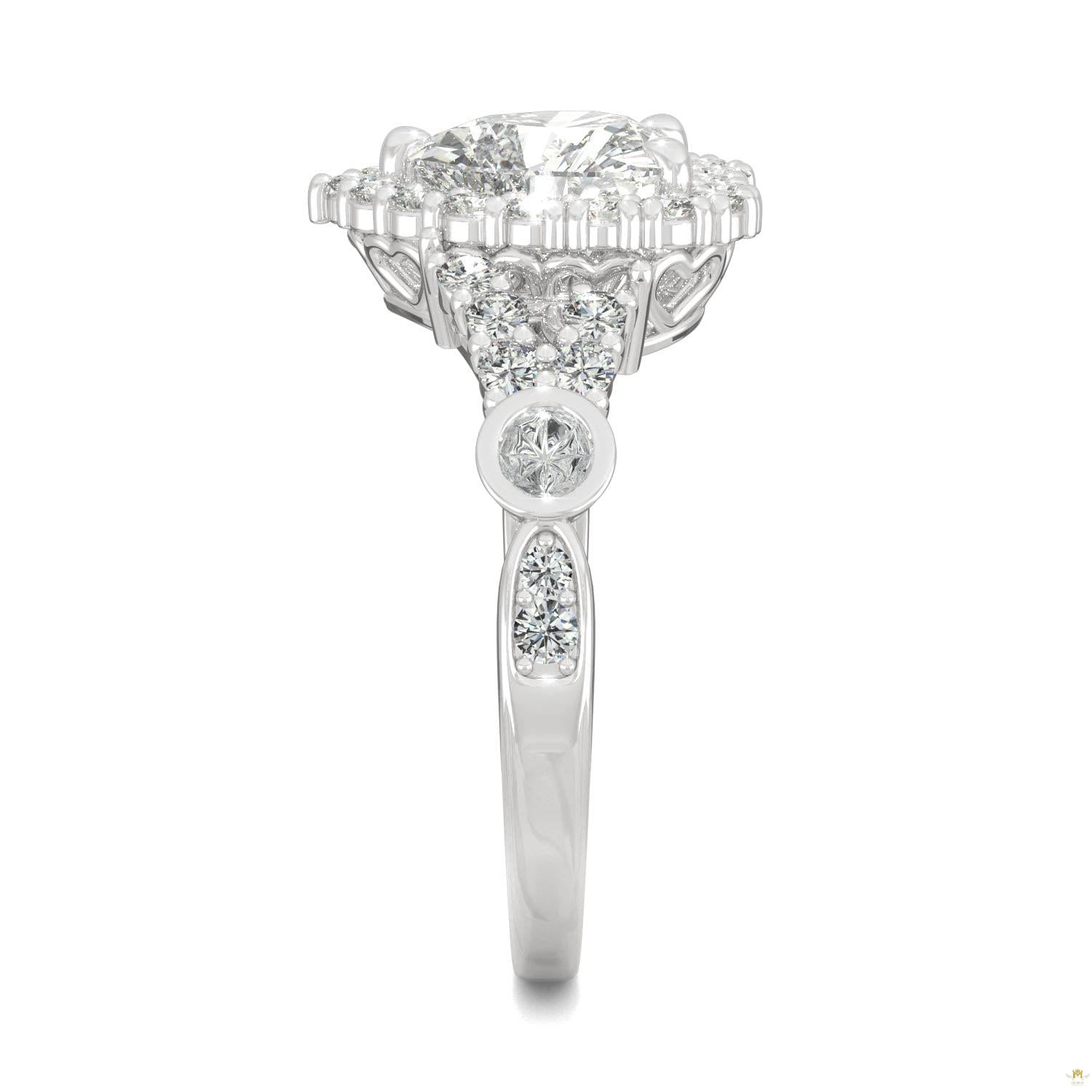 1.79 CTW   Heart Moissanite Engagement Ring in 14K White Gold