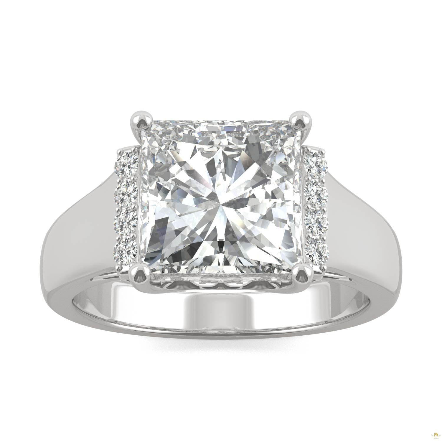 3.72 CTW   Square Moissanite Fashion Ring in 14K White Gold