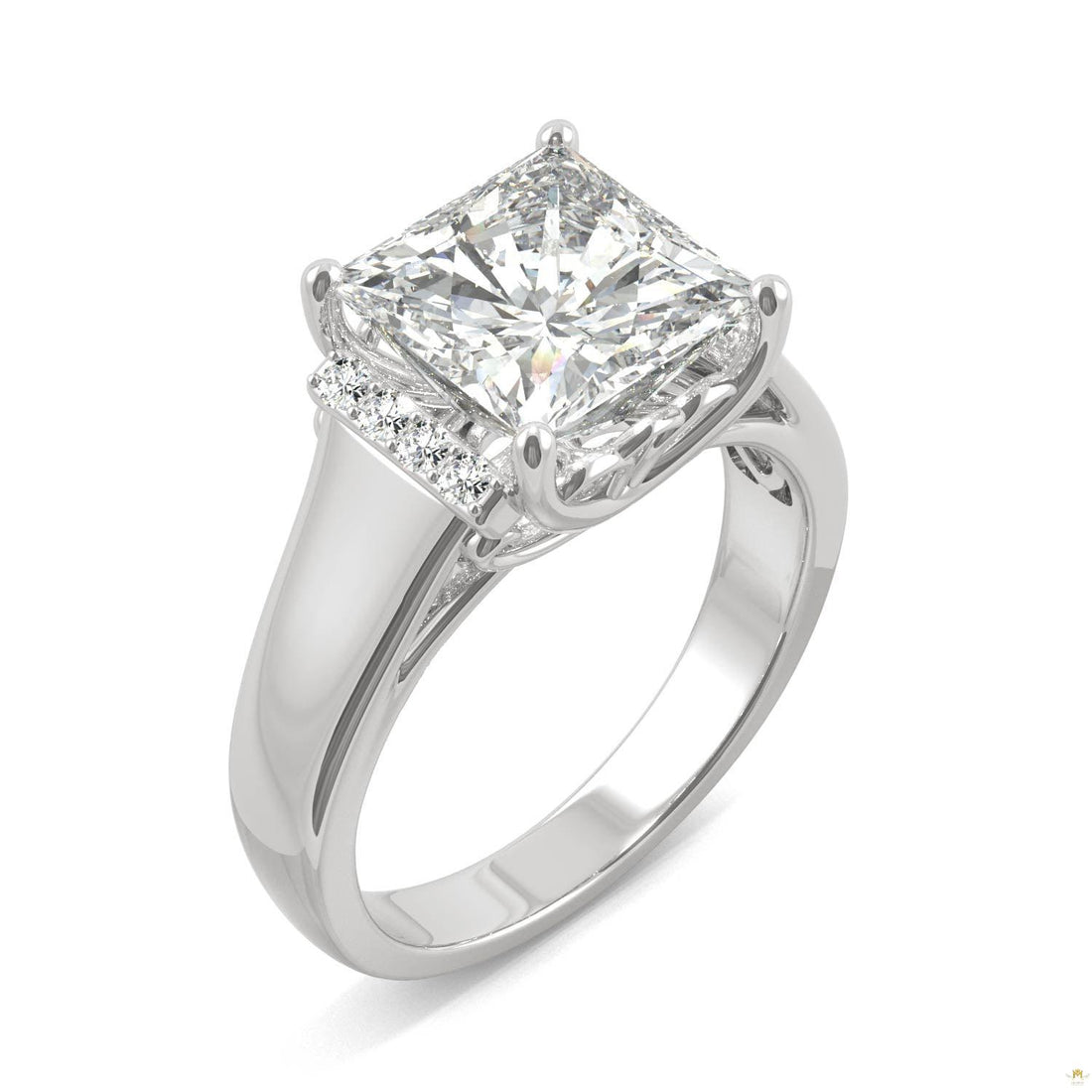 3.72 CTW   Square Moissanite Fashion Ring in 14K White Gold