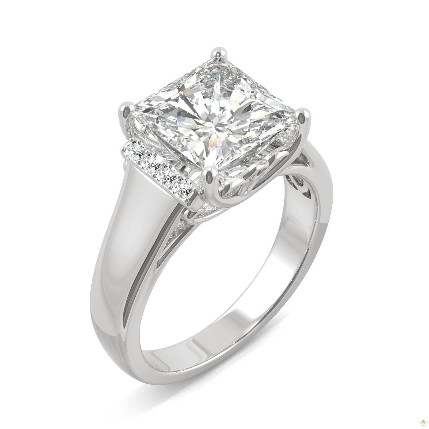 3.72 CTW   Square Moissanite Fashion Ring in 14K White Gold