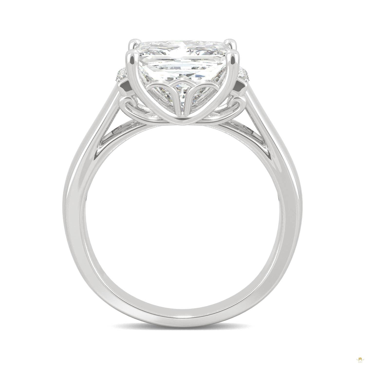 3.72 CTW   Square Moissanite Fashion Ring in 14K White Gold