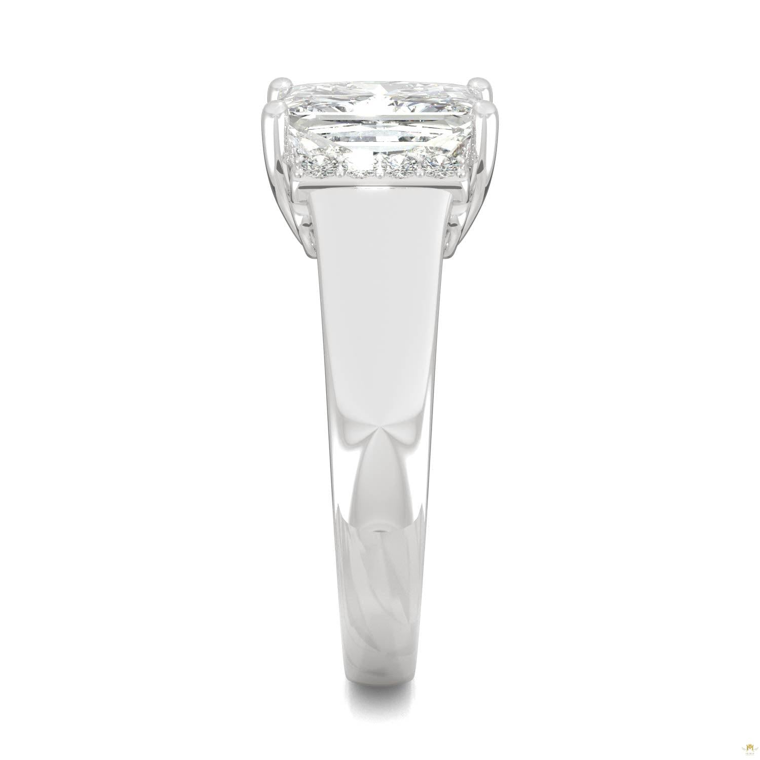 3.72 CTW   Square Moissanite Fashion Ring in 14K White Gold